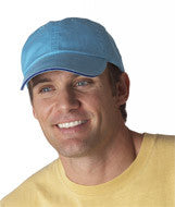 166 Anvil Solid Low-Profile Sandwich Trim Twill Cap Aqua/ Navy