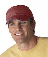 166 Anvil Solid Low-Profile Sandwich Trim Twill Cap Red Rock/ Navy
