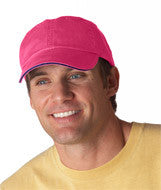 166 Anvil Solid Low-Profile Sandwich Trim Twill Cap Flamingo/ Navy