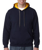 185C00 Gildan Heavy Blend&trade; Adult Contrast Hooded Sweatshirt Navy/ Gold