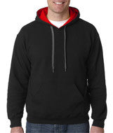185C00 Gildan Heavy Blend&trade; Adult Contrast Hooded Sweatshirt Black/ Red