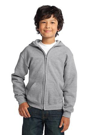 Gildan Youth Heavy Blend   Full-Zip Hooded Sweatshirt. 18600B Sport Grey