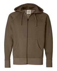 Comfort Colors - Pigment-Dyed Frayed Full-Zip Hooded Sweatshirt - 1564 Brown