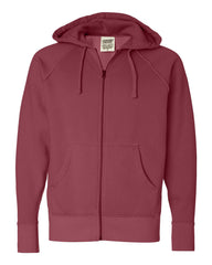 Comfort Colors - Pigment-Dyed Frayed Full-Zip Hooded Sweatshirt - 1564 Crimson