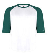 2133 Badger Youth Performance 3/4 Raglan-Sleeve Baseball Undershirt White/ Forest Green