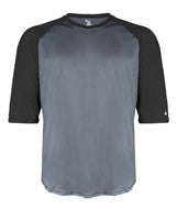 2133 Badger Youth Performance 3/4 Raglan-Sleeve Baseball Undershirt Graphite/ Black