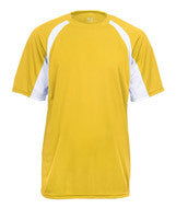 2144 Badger Youth Short-Sleeve 2-Tone Hook Tee Gold/ white
