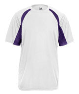 2144 Badger Youth Short-Sleeve 2-Tone Hook Tee White/ Purple