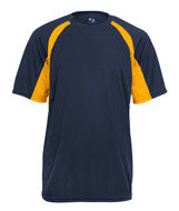 2144 Badger Youth Short-Sleeve 2-Tone Hook Tee Navy/ Gold