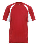 2144 Badger Youth Short-Sleeve 2-Tone Hook Tee Red/ White