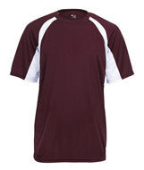 2144 Badger Youth Short-Sleeve 2-Tone Hook Tee Maroon/ White