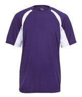2144 Badger Youth Short-Sleeve 2-Tone Hook Tee Purple/ White