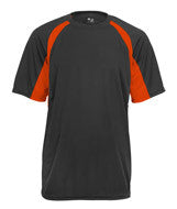 2144 Badger Youth Short-Sleeve 2-Tone Hook Tee Black/ Burnt Orange