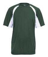2144 Badger Youth Short-Sleeve 2-Tone Hook Tee Forest Green / White