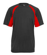 2144 Badger Youth Short-Sleeve 2-Tone Hook Tee Black/ Red