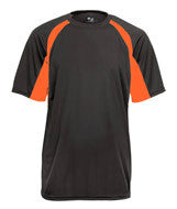 2144 Badger Youth Short-Sleeve 2-Tone Hook Tee Graphite/ Safety Orange