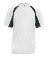 2144 Badger Youth Short-Sleeve 2-Tone Hook Tee White/ Forest Green