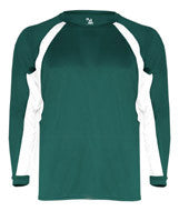 2154 Badger Youth Hook Long-Sleeve Forest Green/ White