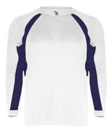 2154 Badger Youth Hook Long-Sleeve White/ Navy