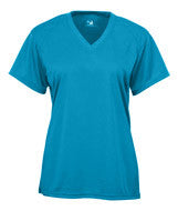 2162 Badger B-Core Girls Performance Solid Color Lap V-Neck Tee Electric Blue