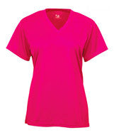 2162 Badger B-Core Girls Performance Solid Color Lap V-Neck Tee Hot Pink