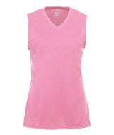 2163 Badger B-Core Girls Performance Solid Color Lap - Neck Sleeveless Tee Pink