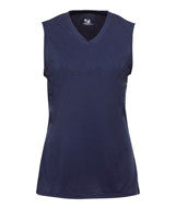 2163 Badger B-Core Girls Performance Solid Color Lap - Neck Sleeveless Tee Navy