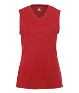 2163 Badger B-Core Girls Performance Solid Color Lap - Neck Sleeveless Tee Red