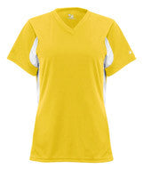 2170 Badger Rally Girls/Youth Athletic V-neck Jersey Gold/ White