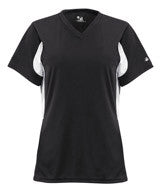 2170 Badger Rally Girls/Youth Athletic V-neck Jersey Black/ White