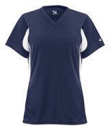 2170 Badger Rally Girls/Youth Athletic V-neck Jersey Navy/ White