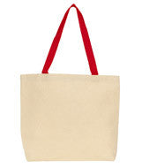 220 Gemline Colored Handle Tote Natural/ Red
