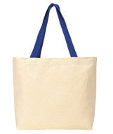 220 Gemline Colored Handle Tote Natural/ Royal
