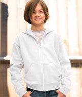 2246 LA T Youth Fleece Hooded Zip-Front Sweatshirt with Pockets White