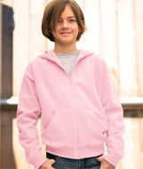 2246 LA T Youth Fleece Hooded Zip-Front Sweatshirt with Pockets Pink