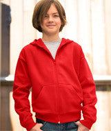 2246 LA T Youth Fleece Hooded Zip-Front Sweatshirt with Pockets Red