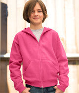 2246 LA T Youth Fleece Hooded Zip-Front Sweatshirt with Pockets Raspberry Sorbet