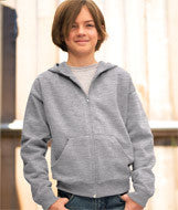 2246 LA T Youth Fleece Hooded Zip-Front Sweatshirt with Pockets Heather (93/7)