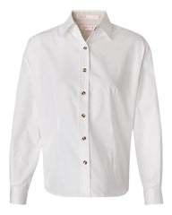 FeatherLite - Ladies' Long Sleeve Stain Resistant Tapered Twill Shirt - 5283 Arctic_white/_stone
