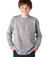 2400B Gildan Ultra Cotton&reg; Youth Long-Sleeve T-Shirt Sport Grey (90/10)
