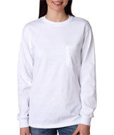 2410 Gildan Ultra Cotton&reg; Adult Long-Sleeve T-Shirt with Pocket White