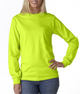 2410 Gildan Ultra Cotton&reg; Adult Long-Sleeve T-Shirt with Pocket Safety Green (50/50)