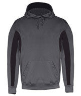2465 Badger Youth 100% Polyester Performance Fleece Drive Hoodie Graphite/ Black