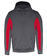 2465 Badger Youth 100% Polyester Performance Fleece Drive Hoodie Graphite/ Red