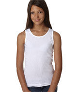 2566 LA T Girls' 2X1 Rib Tank White