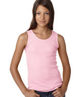 2566 LA T Girls' 2X1 Rib Tank Pink