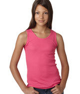 2566 LA T Girls' 2X1 Rib Tank Hot Pink