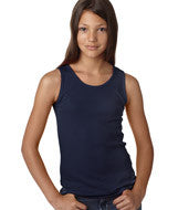 2566 LA T Girls' 2X1 Rib Tank Navy