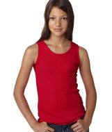 2566 LA T Girls' 2X1 Rib Tank Red