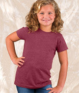 2605 LA T Girls' Fine Jersey Vintage Longer Length T-Shirt Vintage Burgundy